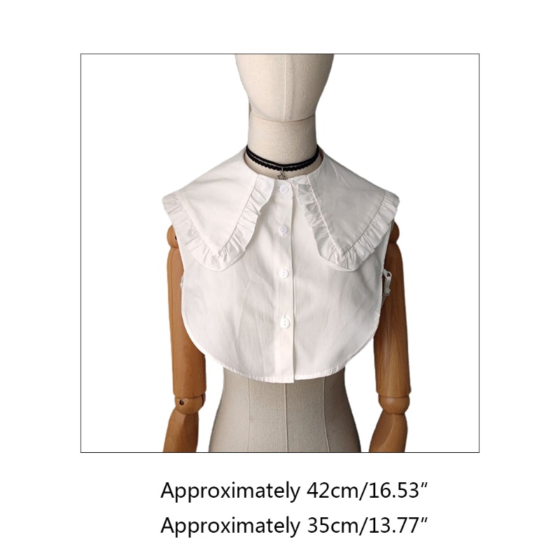 Cổ Áo Rời Cổ Tròn Màu Trắng Phối Bèo Thời Trang Mùa Thu Cho Nữ