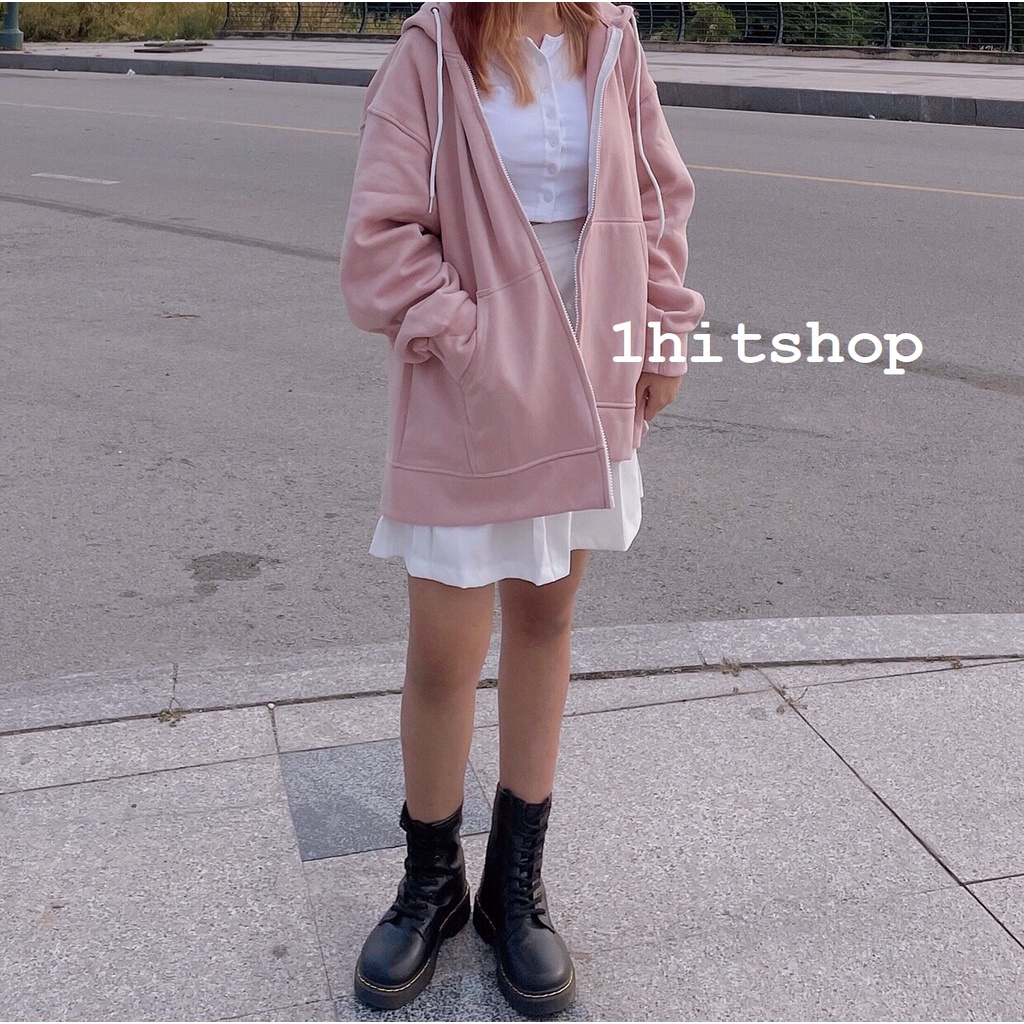 Áo KHOÁC Hoodie HỒNG LU.XURY Ulzzang Unisex 1hitshop (BO VẢI)