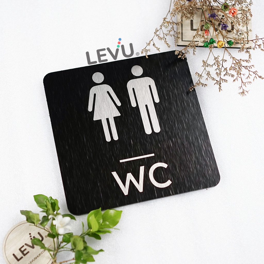 Bảng WC bằng nhôm alu đen xước cao cấp LEVU-ALU17 trang trí nhà vệ sinh
