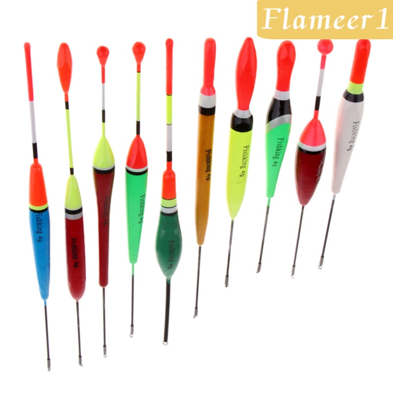 [Flameameer1] Set 10 Phao Câu Cá Dạng Đứng Bằng Gỗ Trọng Lượng 3g / 4g / 5g