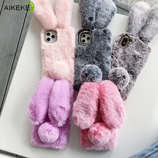 Tương thích với Redmi Note 13 12 Pro Plus 4G 5G Note 12S 4G 12R Note 11 Pro 4G 5G Vỏ Điện Thoại Phong Cách Hàn Quốc Sang Trọng 3D Thỏ Tai Dài Lông Ấm Áp Ốp Lưng Mềm