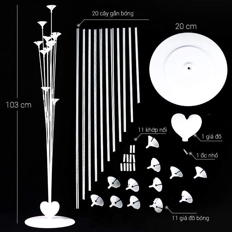 Đế bóng bay 11 nhánh trụ bóng bay cao 103cm