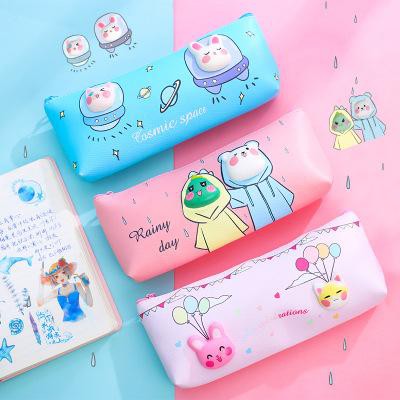 Hộp bút lông khủng long Hb245 hộp bút cute hộp bút dễ thương sticker hình nổi động vật squishy