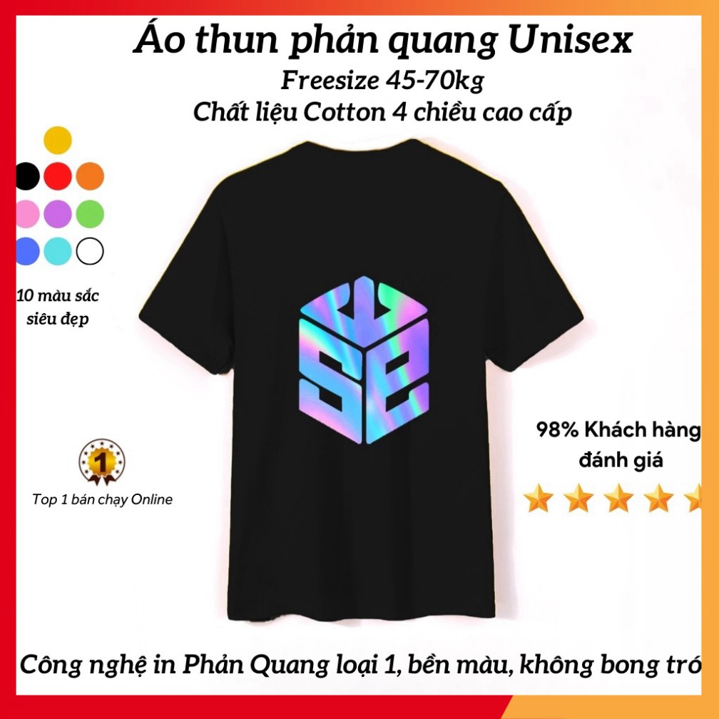 Áo Thun Phản Quang SWE form rộng unisex tay lỡ chất Cotton cao cấp freesize cho nam và nữ, co giãn thoải mái PQ32 HaHo F