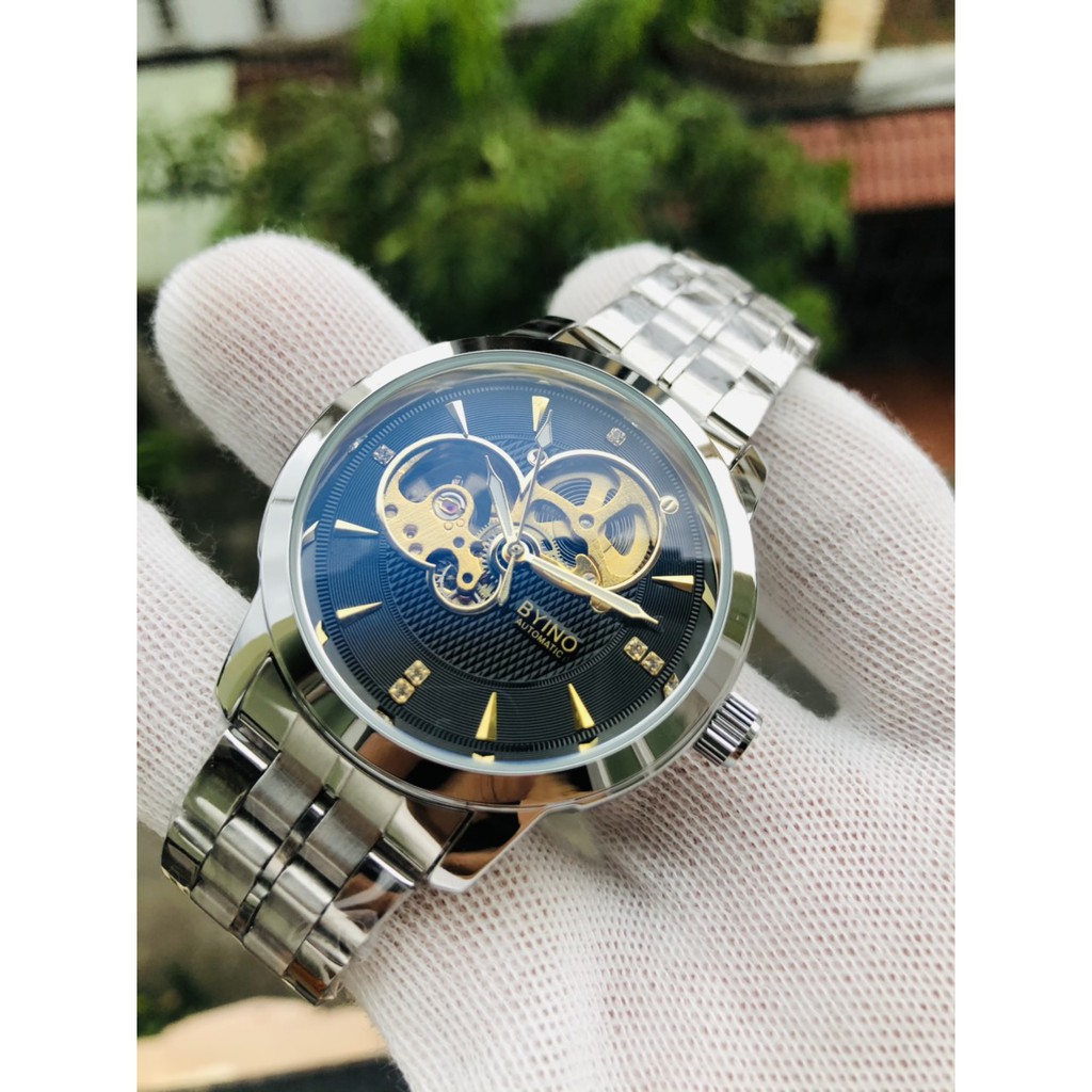 Đồng hồ nam chính hãng BYINO dây thép automatic lộ máy