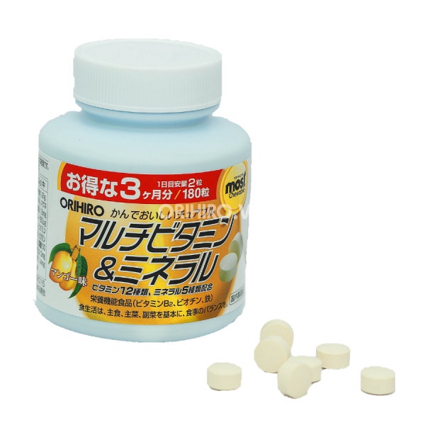 Viên Nhai Bổ Sung Vitamin Và Khoáng Chất Orihiro Most Chewable 180 Viên
