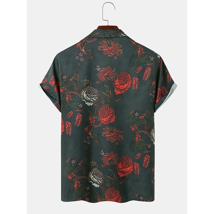 Áo sơ mi nam FLEX Fullbox hoa hồng, vải lụa thoáng mát, mềm mịn, thấm hút , không nhăn, | Áo sơ mi họa tiết | BigBuy360 - bigbuy360.vn