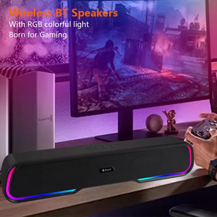 Loa Bluetooth Soundbar Kisonli LED-913 led RGB - tích hợp 2 BASS cực mạnh (nhiều màu)