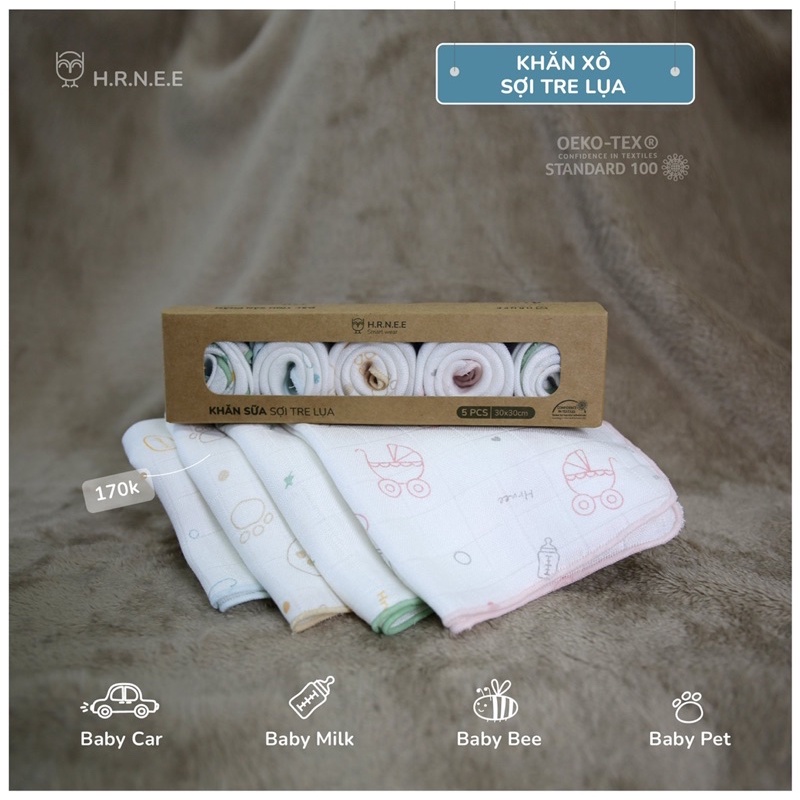 Khăn sữa sợi tre lụa Hrnee