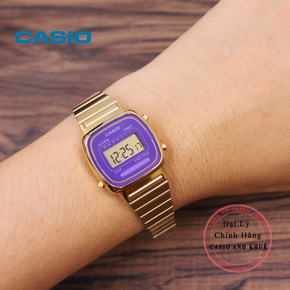 Đồng hồ điện tử nữ Casio LA670WGA-6DF dây kim loại