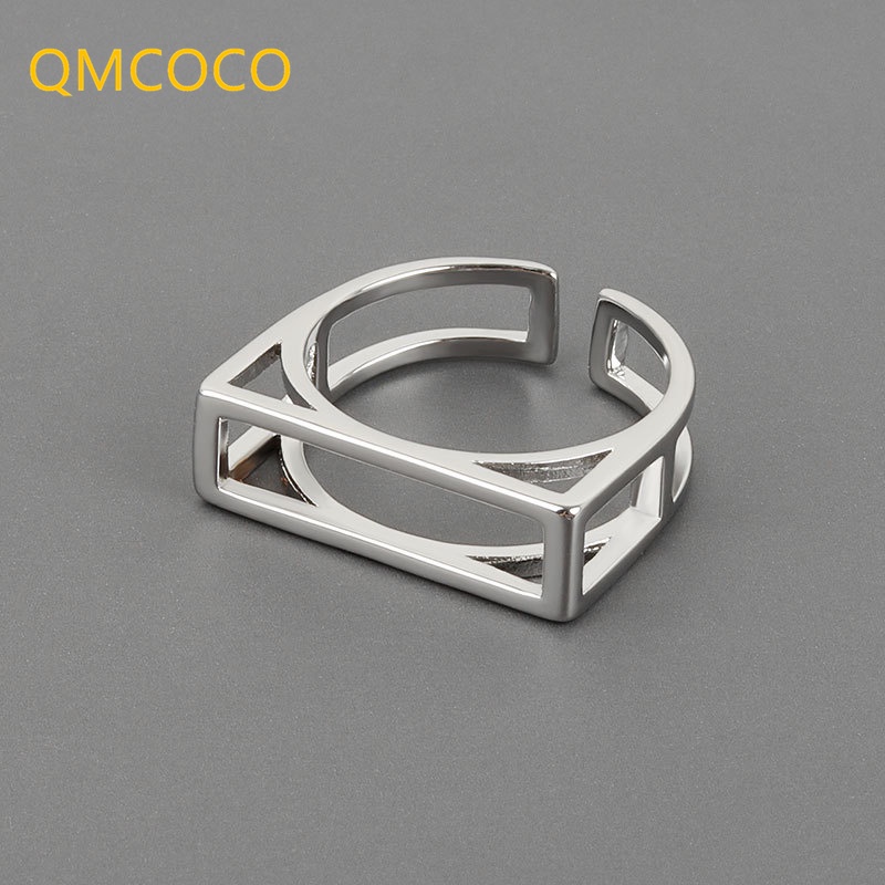 Nhẫn Hở Hình Vuông Màu Vàng / Bạc Điều Chỉnh Được Thiết Kế Đơn Giản Sáng Tạo Làm Quà Tặng Trang Sức Cho