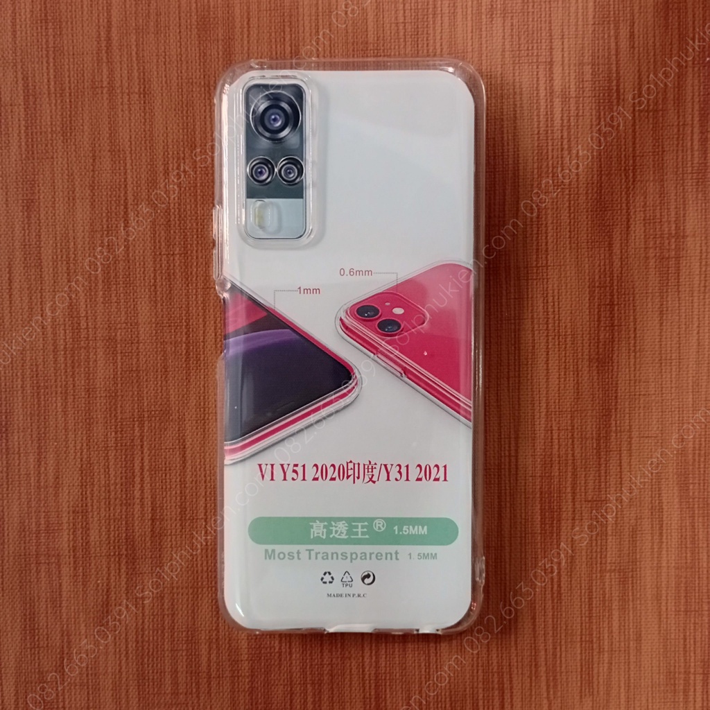 Ốp lưng Vivo Y51 2020 Y31 2021 Y53s 4g Y33 silicon dẻo trong suốt, có viền bảo vệ cam, bảo vệ máy bền đẹp
