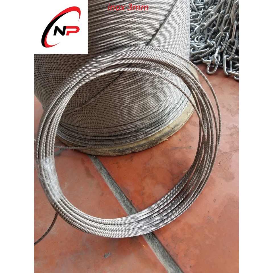 30 Mét cáp INOX 304 3mm chống rỉ sét,ăn mòn cực tốt.Làm dây phơi quần áo,trang trí nhà cửa....kimkhinhatphat