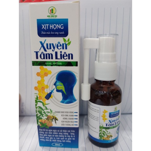 Xịt họng xuyên tâm liên nano ( chai 30ml)