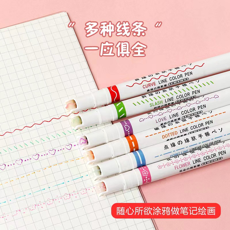 Bộ 6 Bút Đánh Dấu Đầu Lăn Nhiều Màu Sắc