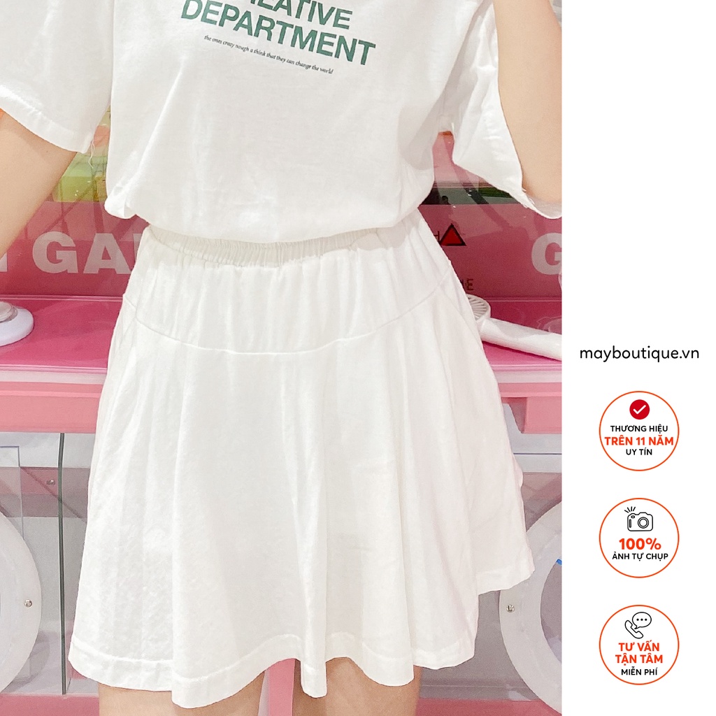[HÀNG CÓ SẴN] Quần short thun xòe trơn May Boutique cạp chun cotton mịn mát co giãn SGV21H_107.014