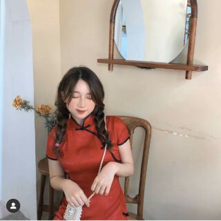 Đầm đỏ sườn xám cách tân siêu hot 2020