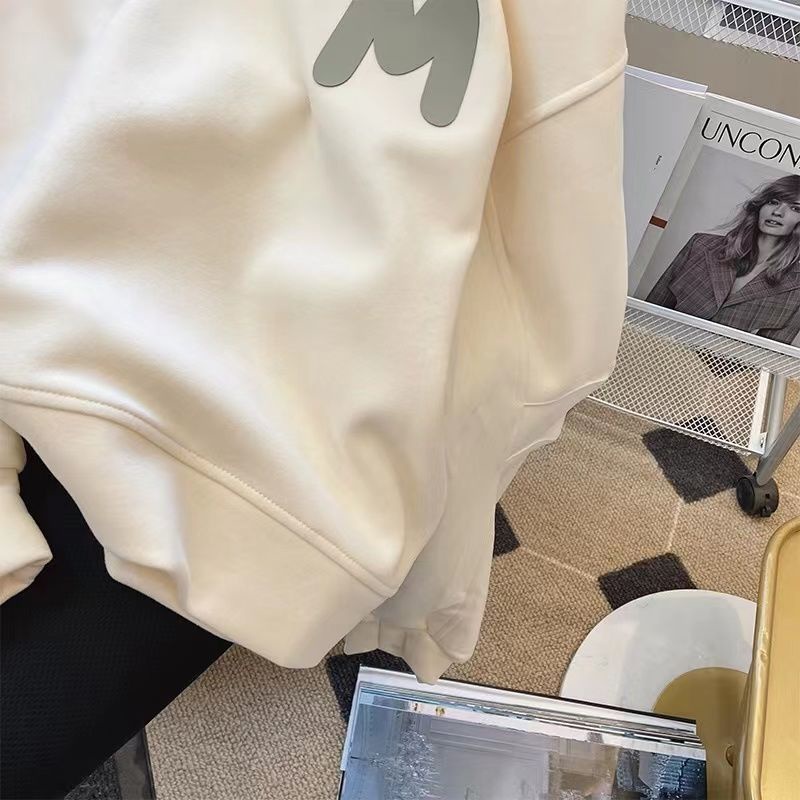 Áo nỉ mỏng cổ tròn tay dài in họa tiết thời trang cho nữ 60095