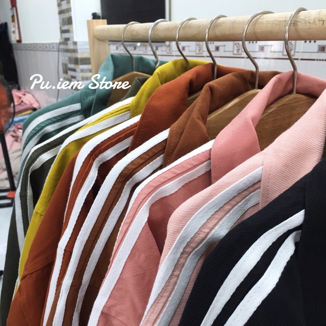 Khoác jean kaki 2 sọc