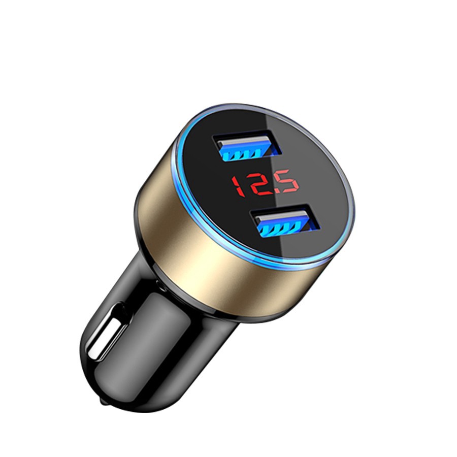 Củ sạc điện thoại gắn xe hơi 5V 3.1A 2 cổng USB có đèn LED tiện dụng loa bluetooth