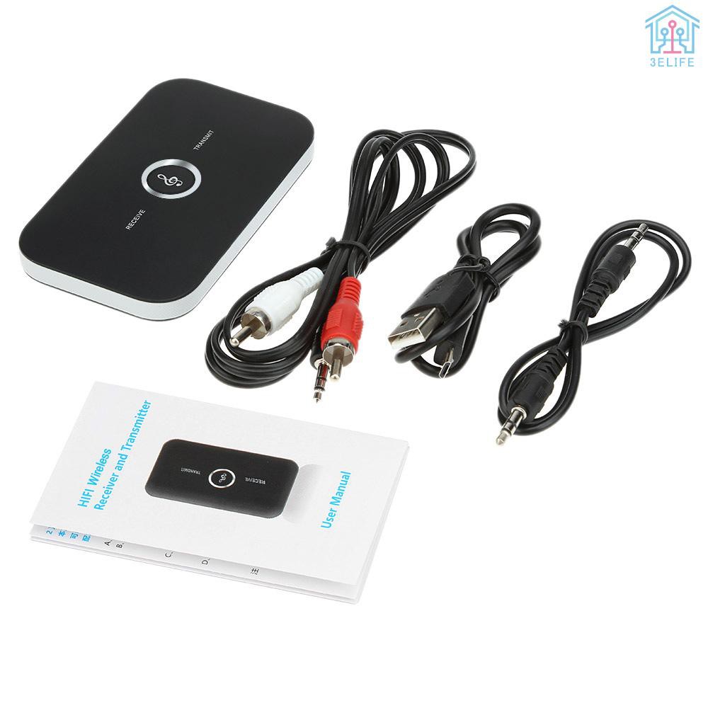 【E&V】B6 2 in 1 Bluetooth Transmitter & Receiver Wireless A2DP Bluetooth Audio Adapter Portable Audio Player Aux 3.5mm Black