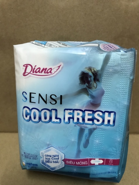Băng Vệ Sinh Diana Sensi Cool Fresh Siêu Mỏng Cánh Gói 8 Miếng