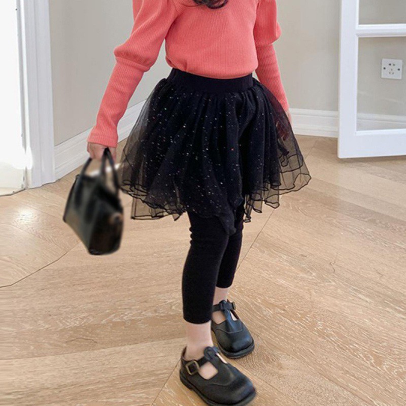 Baby Girls' Sweet Canopy Skirt Skirt Pants Solid color Net Gauze Trousers Summer