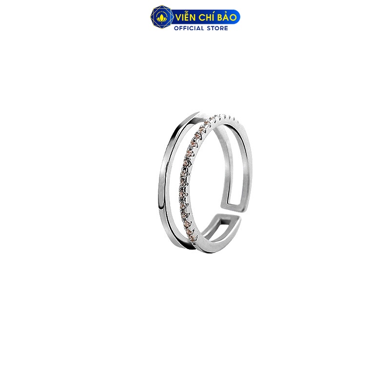Nhẫn bạc nữ Parallel đính đá trắng chất liệu bạc 925 thời trang phụ kiện trang sức nữ Viễn Chí Bảo N000409x