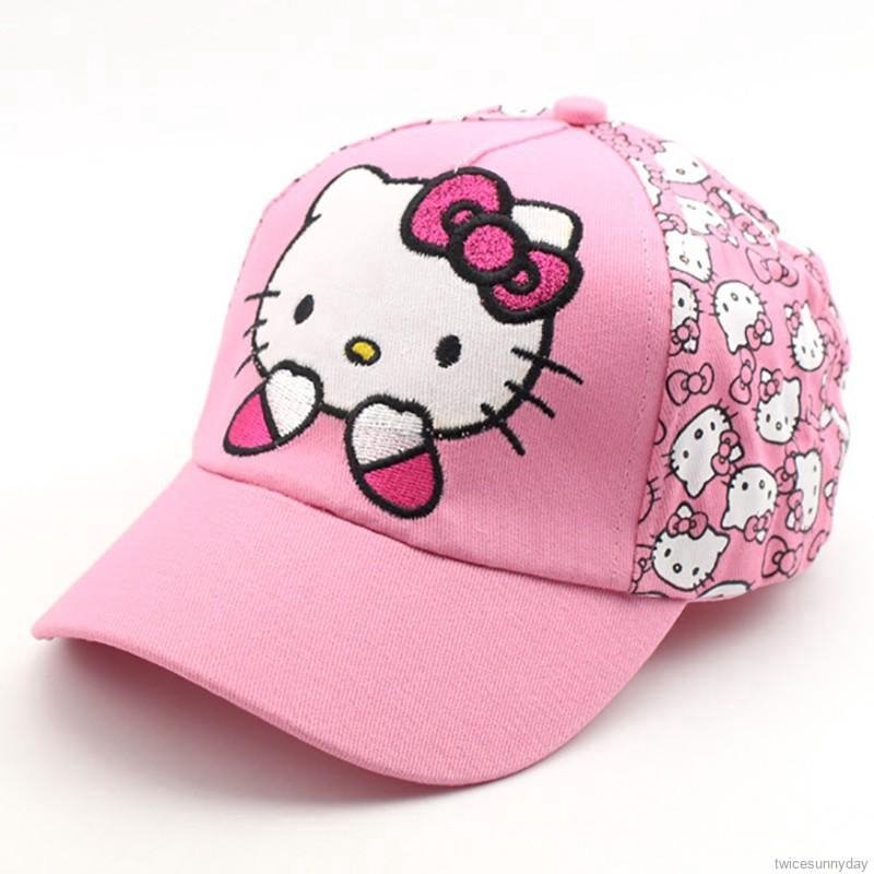 Nón lưỡi trai chống nắng in hình mèo Hello Kitty dễ thương cho bé