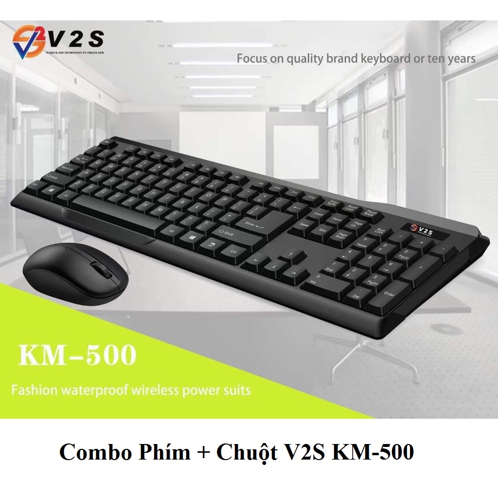 Combo Bàn Phím và Chuột Không Dây V2S KM 500