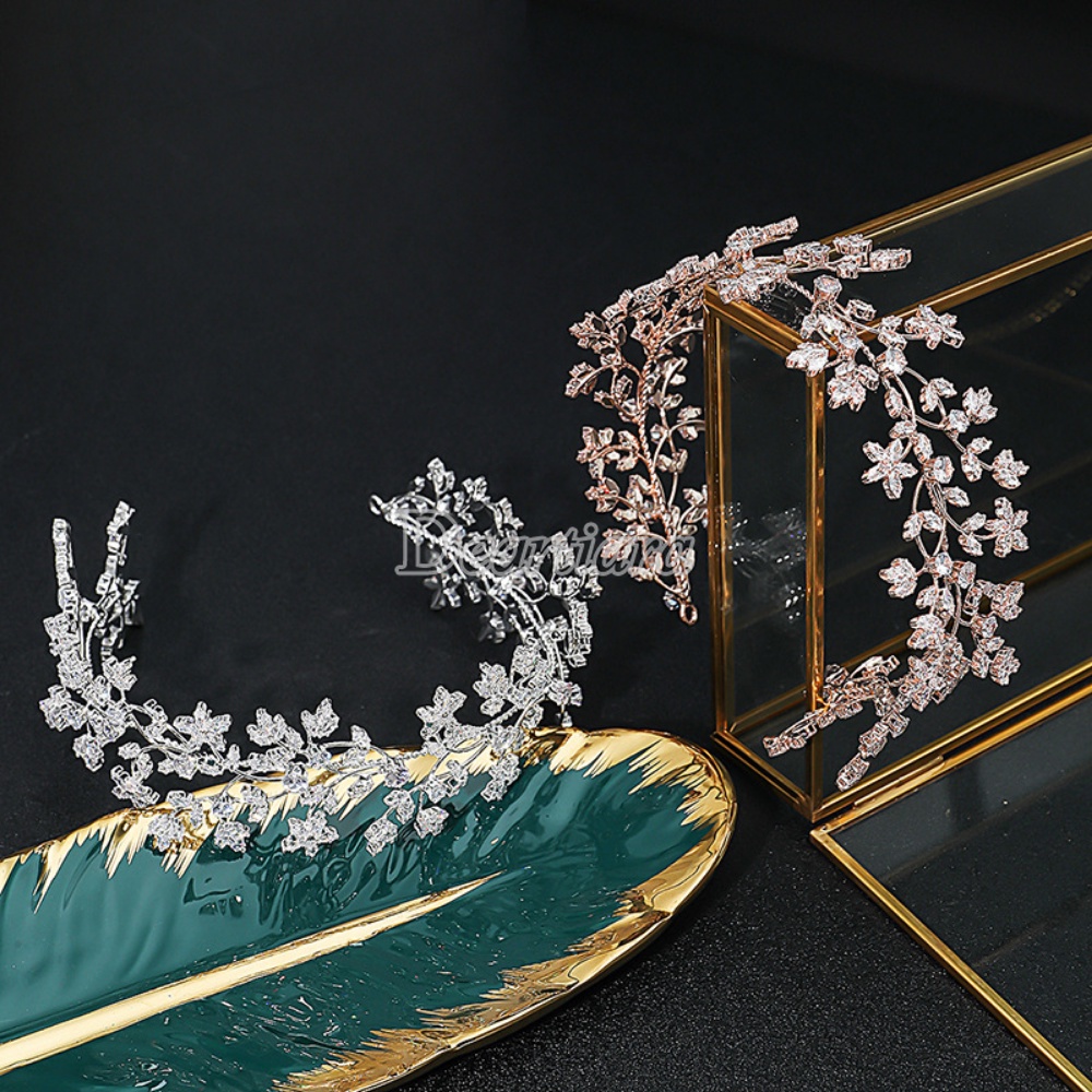 Vương Miện Cài Tóc Đính Đá Zircon Thời Trang Cho Cô Dâu