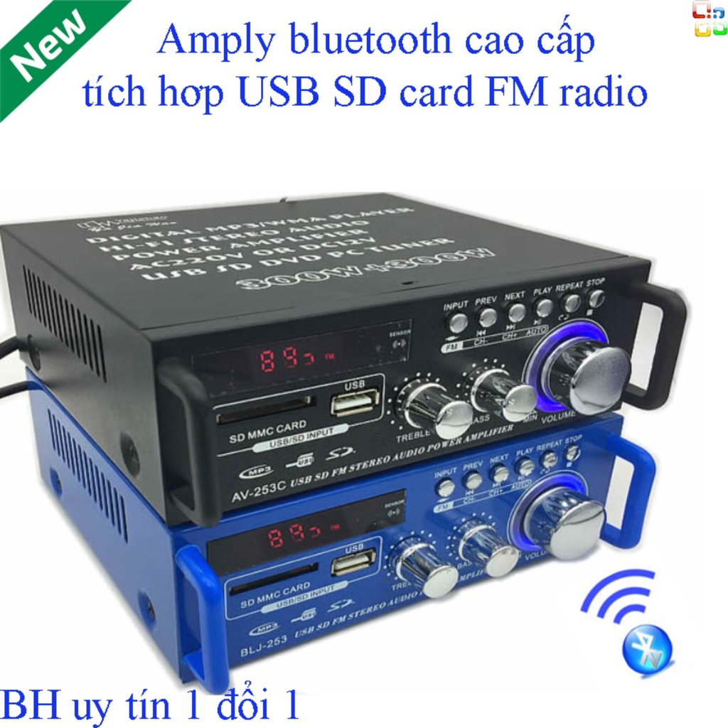 Amly bluetooth, Amply Hát Karaoke Tại Nhà. Ampli Bluetooth Tely Blj253 Đa Năng Tích Hợp Fm,Cổng Usb,Thẻ