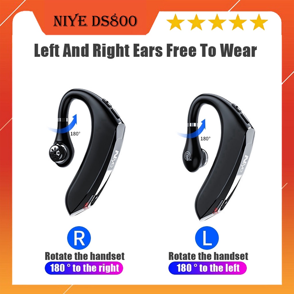 Tai Nghe Bluetooth 1 Bên Niye DS800-Tai nghe bluetooth giá rẻ Móc tai xoay 180 độ✔Tặng Kèm cáp sạc -dc3984