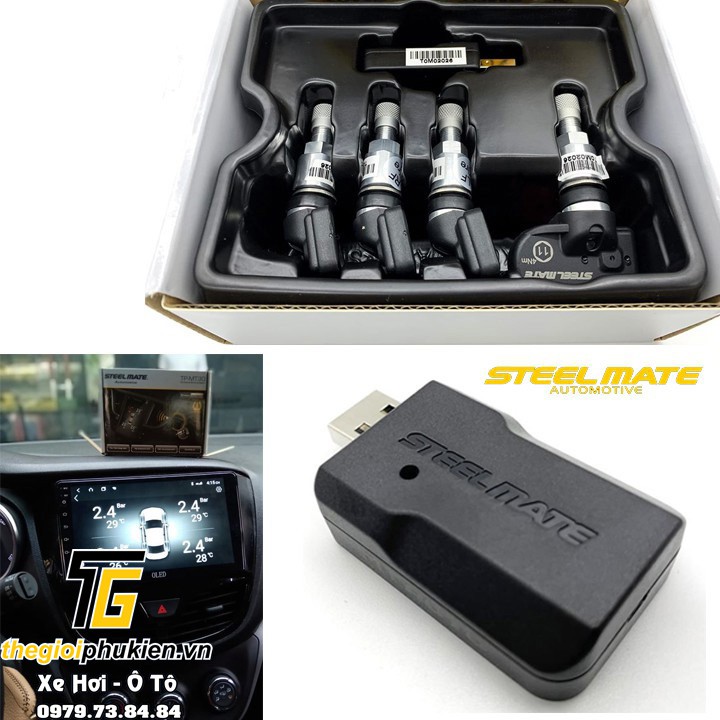 [Hàng mới về] Cảm biến áp suất lốp van trong TPMS Steelmate TP-MT30 tích hợp USB hiển thị trên màn hình Android