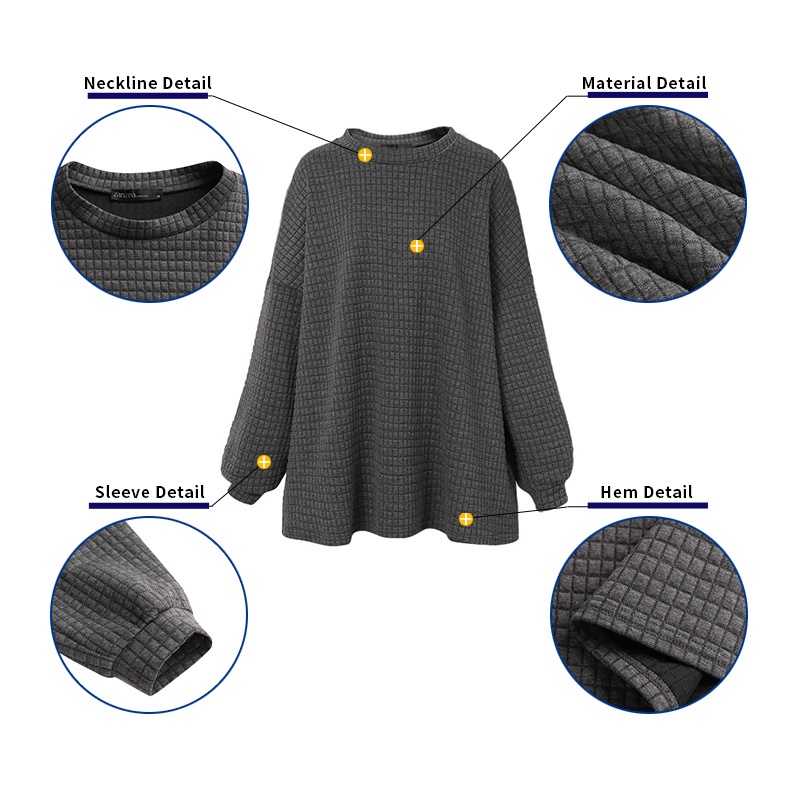 Áo sweater nữ ZANZEA màu trơn tay dài cổ tròn kiểu thời trang Hàn Quốc  | BigBuy360 - bigbuy360.vn