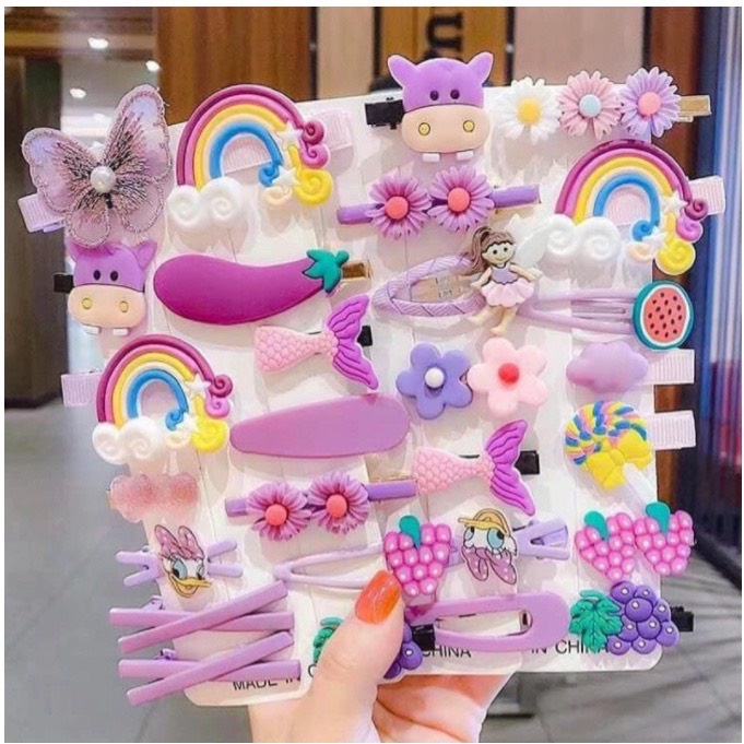 Set 14 Kẹp Tóc Hình Hoa Nhiều Màu Sắc Cầu Vồng Thời Trang Hàn Quốc Dành Cho Bé Gái KB216091