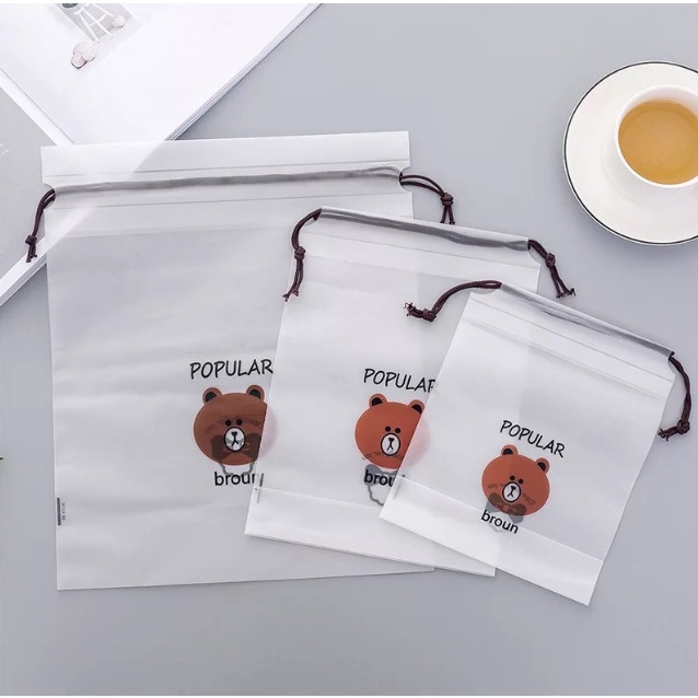 Túi đựng đồ dây rút chống thấm hình gấu brown nhiều kích thước
