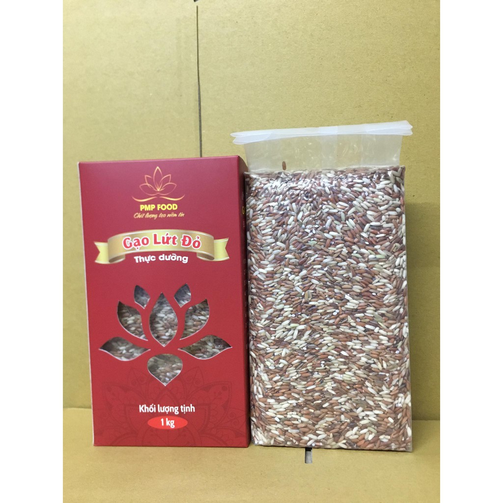 Gạo lứt đỏ thực dưỡng, gạo lức đỏ Điện Biên PMP Food 1kg/hộp