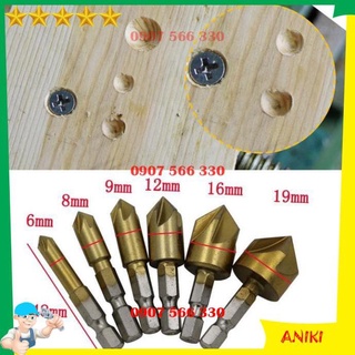 Bộ mũi khoan doa lỗ âm đầu vít gỗ chuôi lục giác 6 đến 19mm QE132