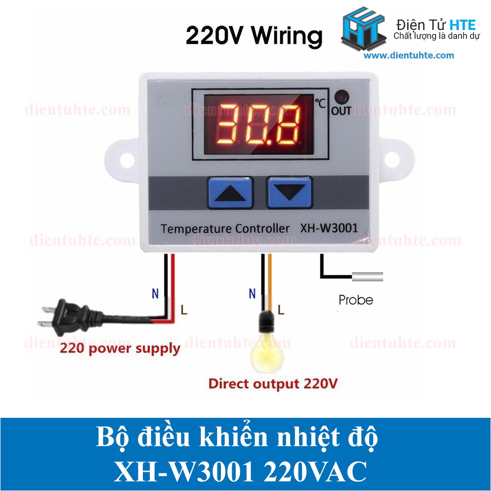 Bộ điều khiển nhiệt độ tự động XH-W3001 10A/220V,mạch điều khiển nhiệt độ