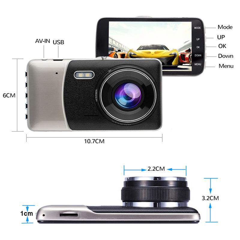 Camera hành trình ô tô Ekleva ống kính kép FHD 1080p 4 inch