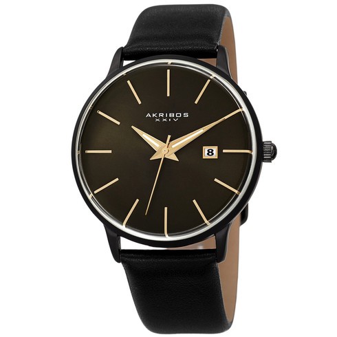 Đồng hồ - nam - Akribos XXIV Black Dial Black Leather