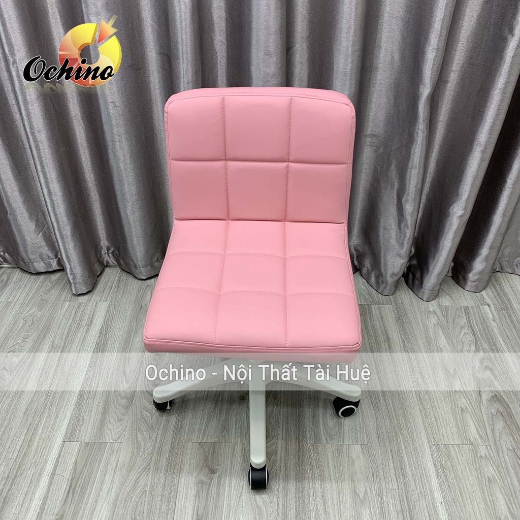 Ghế Xoay Spa, Ghế Makeup Mẫu VỊN TAY INOX KHÔNG TAY Sang chảnh Chân Nhựa Trắng Sang Chảnh (Có Sẵn)