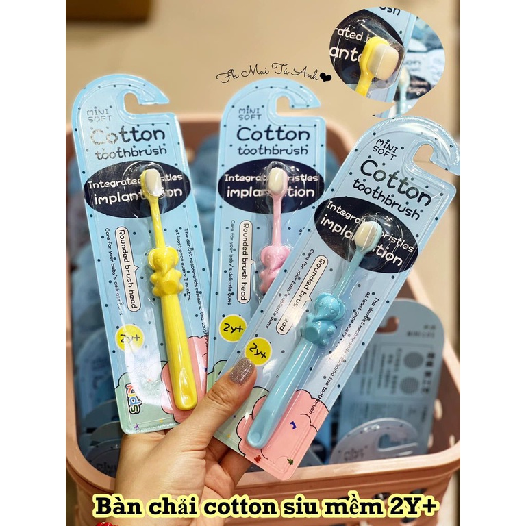 Bàn chải đánh răng lông cotton siêu mềm cho bé từ 2 tuổi Mini Soft