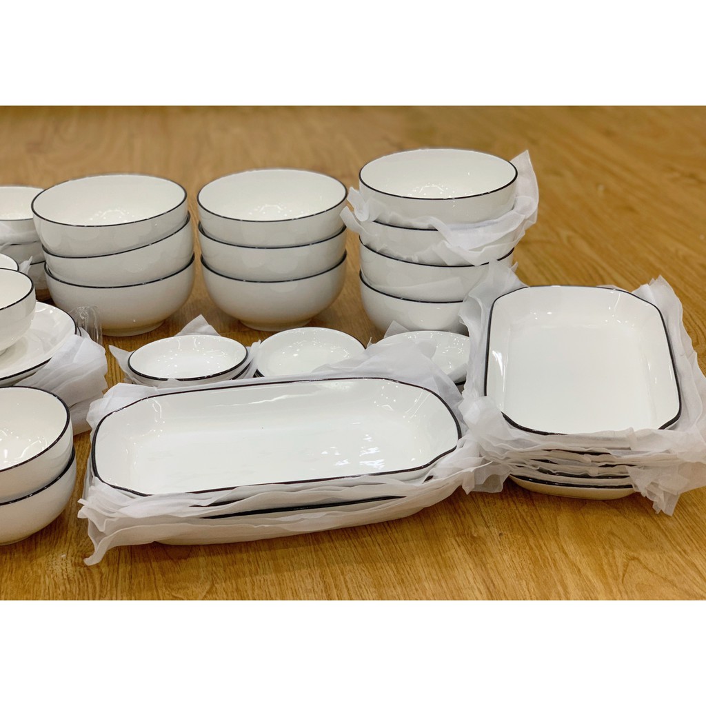 Tô canh, tô ăn phở 7 inch, bát đĩa sứ trắng trơn có viền, đồ dùng bàn ăn | BigBuy360 - bigbuy360.vn