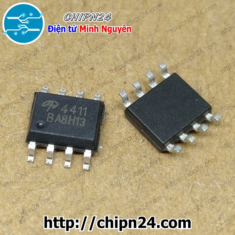 [2 CON] Mosfet Dán AO4411 SOP-8 8A 30V Kênh P (SMD Dán) (4411)