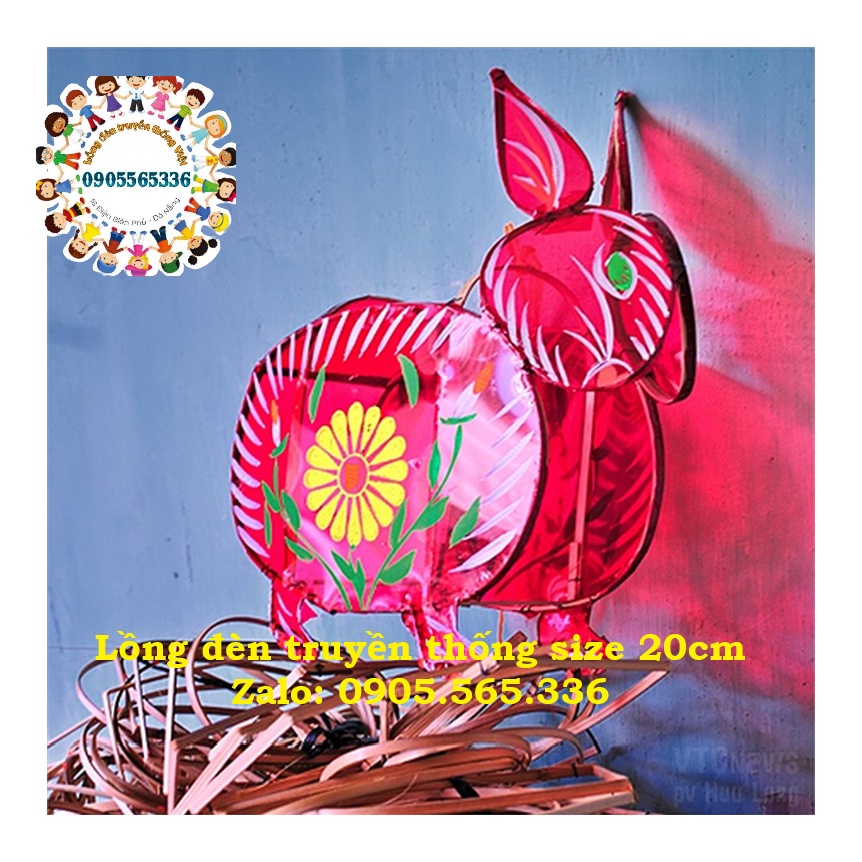 Lồng đèn truyền thống giấy bóng kiếng hình con thỏ -Lồng đèn tre Trung Thu truyền thống thủ công