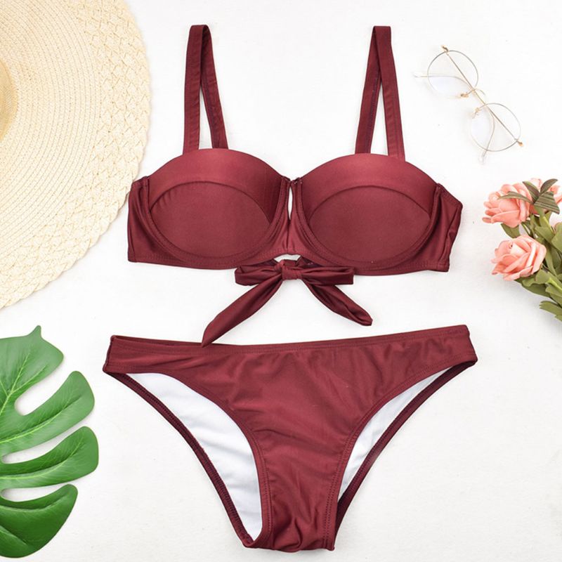 Bộ Bikini Hai Mảnh Cổ Chữ V Sâu Màu Sắc Thời Trang Gợi Cảm Cho Nữ