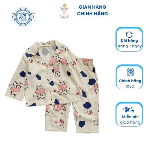 Bộ Đồ Ngủ Pyjama Bò Sữa Cho Bé Trai, Bé Gái Roykids