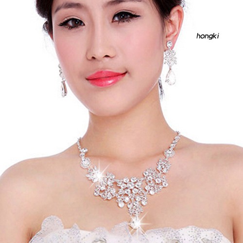 Bộ vòng cổ + Bông Tai Đính Đá Sang Trọng Cho Nữ